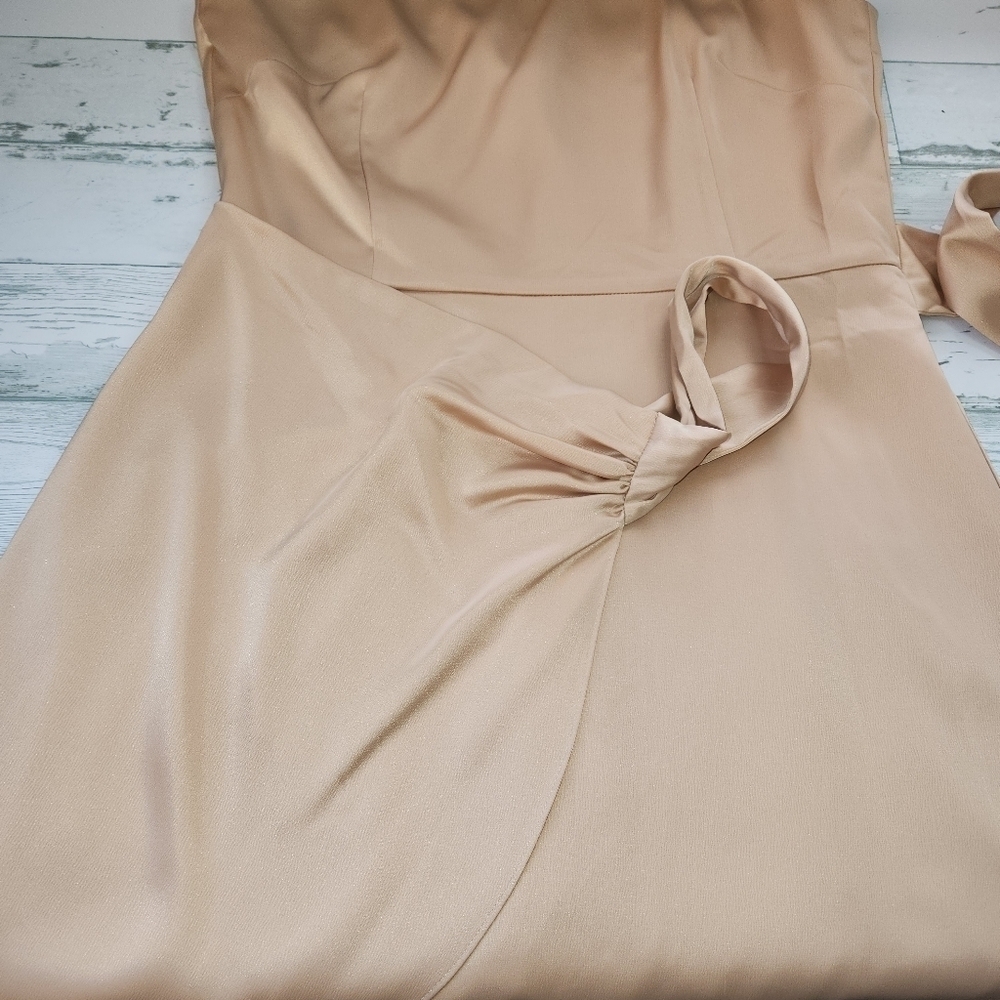 Gianni Bini NWT One Shoulder Spaghetti Strap Tie Waist Mini Wrap Dress Size 8 - Picture 8 of 12